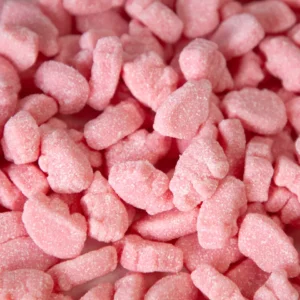 A close up of pink candy