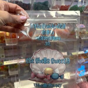 Clear plastic bags with cartoon designs for packaging small items.