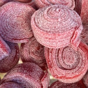 Close-up of sliced red beets showing their concentric rings.