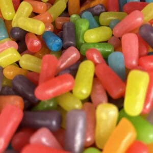 Colorful candy pieces in various bright colors.